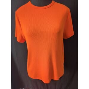 Women's Madewell short sleeve orange ribbed shirt size XL